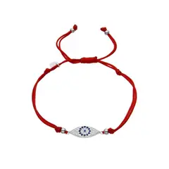 ESPIRAL ROJO - Pulsera Ojo Turco - Hilo Rojo y Plata