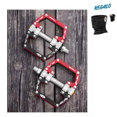 ROCKBROS - PEDALES PLANOS DE ALUMINIO 2010-12SBKS ROJO-NEGRO + BANDANA
