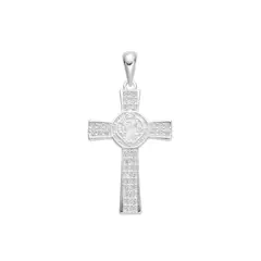 SANTORAL - Dije Cruz San Benito Brillos - Plata