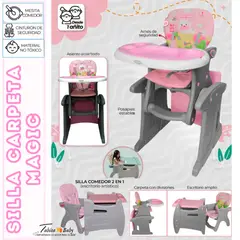 BABY KITS - Silla de comer Escritorio 3 en 1 Magic Rosado
