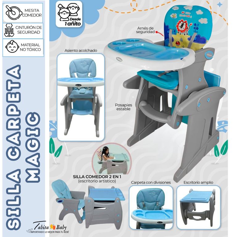Silla de comer Escritorio 3 en 1 Magic Azul