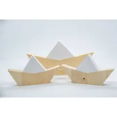 BOSQUE INVERNAL DECORACION ECO ALTERNATIVA - Trío barcos de papel en madera