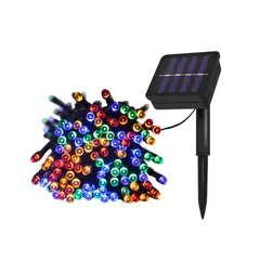 GENERICO - Tira De 200 Luces Led Navideñas Multicolor Panel Solar 20 metros