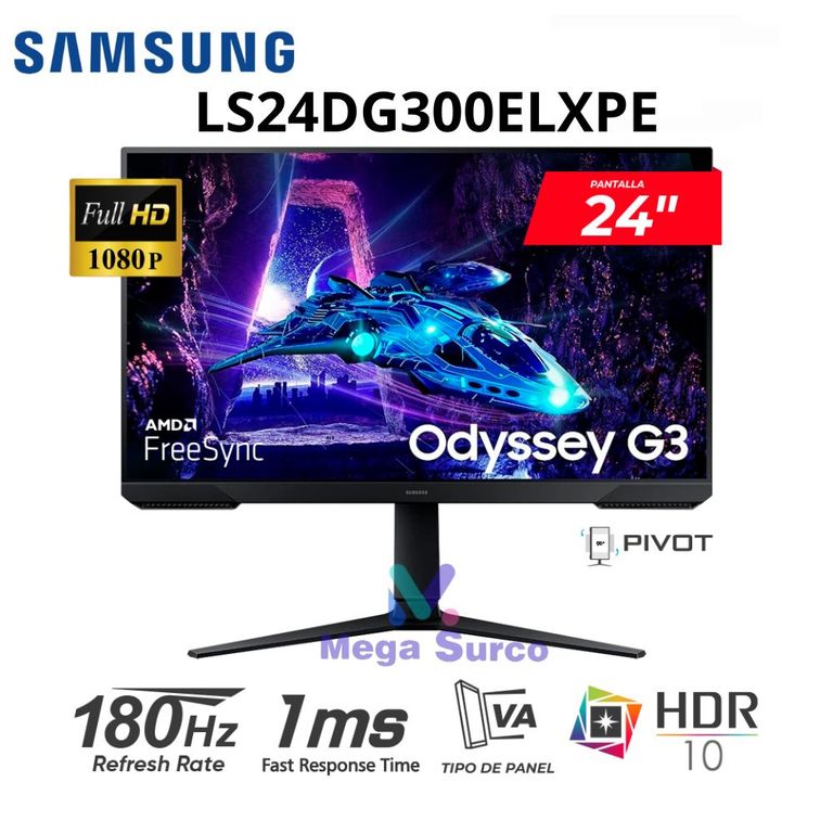 MONITOR GAMING ODYSSEY G3 24” LS24DG300ELXPE 180HZ 1MS FREESYNC