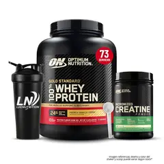 OPTIMUN NUTRITION - Gold Standard Whey 5 LB - Vainilla Ice Cream + Creatina Optimum Nutrition 600 g + Shaker + Scoop