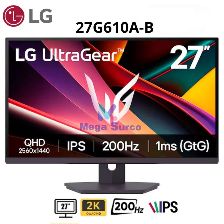 MONITOR GAMING 27 27G610A-B UltraGear G6 QHD 200HZ 1MS HDMI DP