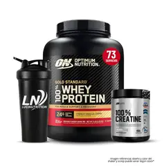 OPTIMUN NUTRITION - Gold Standard Whey 5 LB - Vainilla Ice Cream + Creatina Universe Nutrition 150 g + Shaker + Scoop