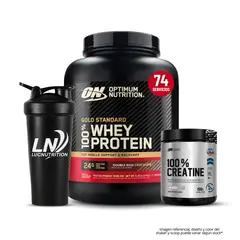 OPTIMUN NUTRITION - Gold Standard Whey 5 LB - Double Rich Chocolate + Creatina Universe Nutrition 150 g + Shaker + Scoop