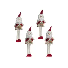GENERICO - Set x6 Colgantes Mini Papá Noel Pati Largas rojo