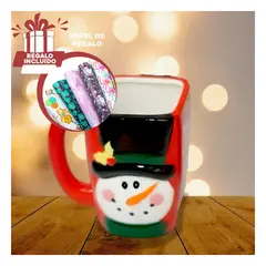 GENERICO - Taza para Chocolate con Figura Muñeco de Nieve Y+Papel Regalo