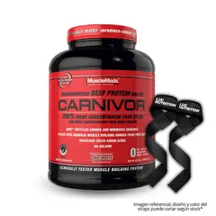 MUSCLEMEDS - Carnivor 4.19 Lb Beef Protein Chocolate + Straps