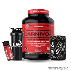 MUSCLEMEDS - Carnivor 4.19 Lb Beef Protein Chocolate + Creatina Dorian Yates 300 G + Shaker + 1 Und M6teen