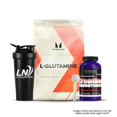 MYPROTEIN - L - Glutamina 1 Kg + Creatina Ultimate Nutrition 300 G - Creatina Micronizada + Shaker