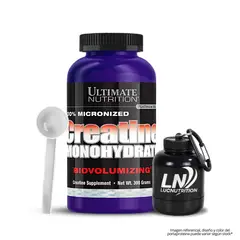 ULTIMATE NUTRITION - Creatina 300 g - Creatina Monohidratada y micronizada + scoop + Portaproteina