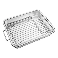 GENERICO - Asadera Para Horno Acero Inoxidable con rejilla 40X30