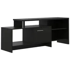 FMFURNITURE - Mueble De Tv 50 1 Puerta 56x143x38.6 Cm Negro