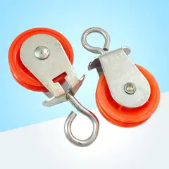 GENERICO - PACK X3 POLEA METÁLICA CON RUEDA PLÁSTICA ROJA 4.68 CM (1 ¾”)