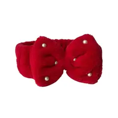 GENERICO - Vincha skincare limpieza facial - Moño rojo