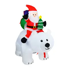 GENERICO - Adorno Navideño Muñeco Inflable Santa Claus con Oso Polar Navidad