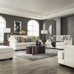 GENERICO - Juego de Sala Wolf 3-2-1 con Banqueta en Tela Chenille Antifluido