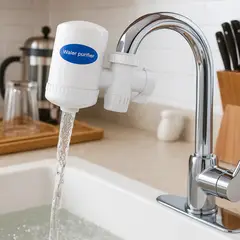 GENERICO - Purificador de Agua para Grifo con Filtro de Carbón Activado Blanco