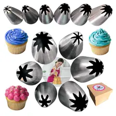 GENERICO - Set Premium de 6 Boquillas Estrella Cerradas Profesionales para Repostería