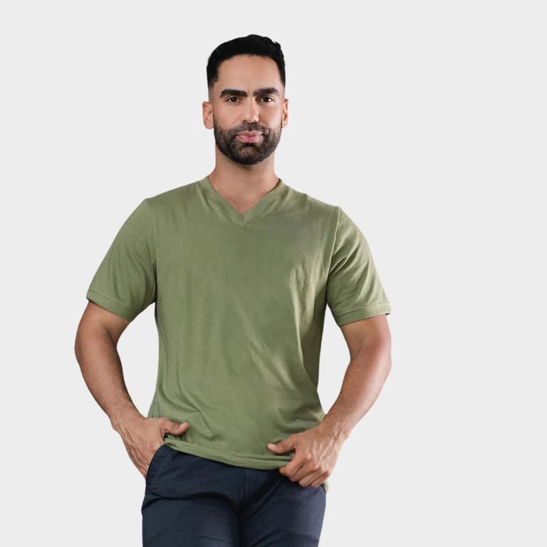 Polo Básico para Hombre Cuello V Algodón Jersey Regular Fit