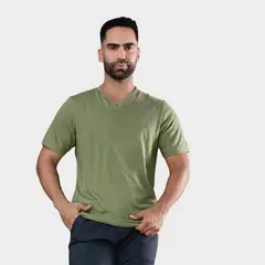 PAPIROS DENIM - Polo Básico para Hombre Cuello V Algodón Jersey Regular Fit