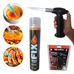 FIX - KIT Soplete Portátil para Cocina Camping ferreteria Recargable con Gas Butano + Gas 500ml