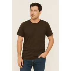 MANYA - Polo Básico de Algodón - Marrón