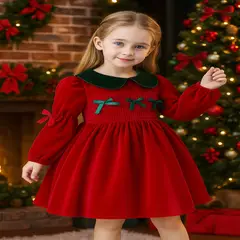 GENERICO - VESTIDO DE NIÑA NAVIDAD - MANGA LARGA