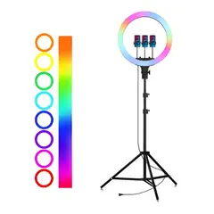 GENERICO - Aro De Luz Led RGB de 56 Cm Lámpara Táctil + Trípode + Control Remoto