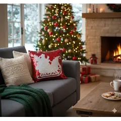 SALA FABULOSA - Cojín navideño rojo con lentejuelas