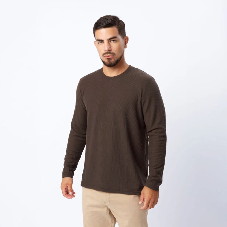 Polo Manga Larga Hombre 100% algodón waffle