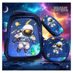 GENERICO - MOCHILA 3 EN 1 ESCOLAR ASTRONAUTA PARA NIÑOS CON LUCES JS