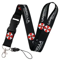 GENERICO - Lanyard Umbrella Negro Porta Credencial y Llavero de Tela Estilo Deportivo