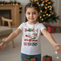 GENERICO - Polo Navideño Papa Noel Hohoho Blanco de Algodón Pima Navidad