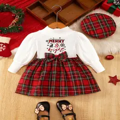 GENERICO - VESTIDO PARA NIÑA BEBE DE NAVIDAD + BOINA