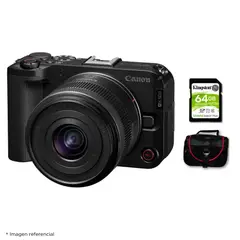 CANON - Cámara Mirrorless EOS R50V + Lente RF-S 14-30mm f45-63 IS STM + Kit Básico