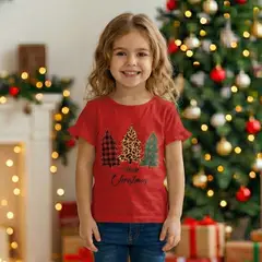 GENERICO - Polo Navideño Merry Christmas Árboles Algodón Pima Blanco y Rojo