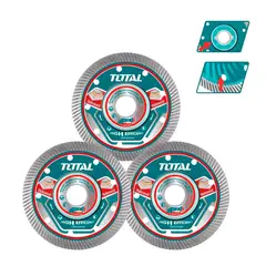 TOTAL TOOLS - Juego 3 Discos Corte 4 1/2'' Diamante Para Amoladora Total