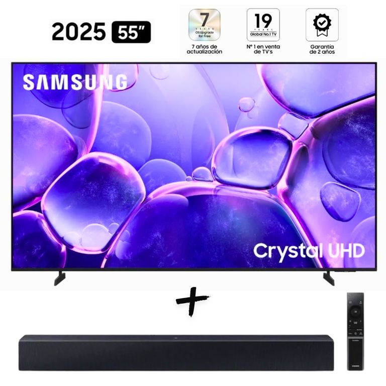 TELEVISOR 55" CRYSTAL UHD U8000F SMART TV TIZEN 8.0 UHD 4K (2025) + SOUNDBAR HW-B400F