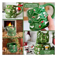 GENERICO - Taza Navideña con Diseño de Arbol de Navidad Verde