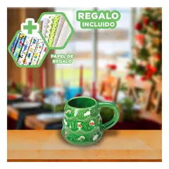 GENERICO - Taza Decorativa con Figura de Arbol de Navidad Ceramica Y+Papel Regalo