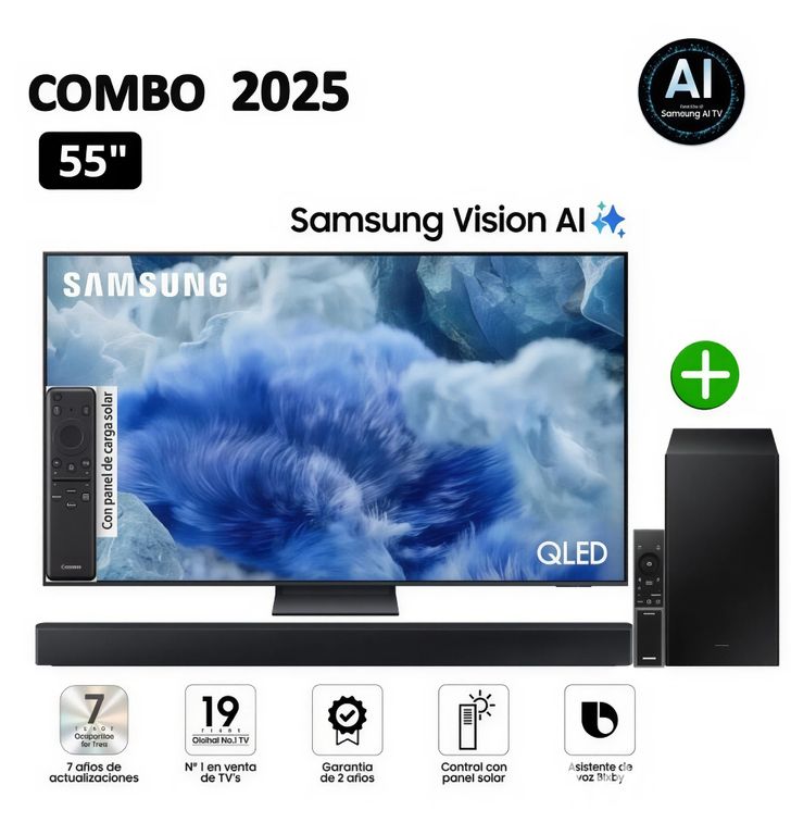 Televisor QLED 55 Visión AI Smart TV QN55Q8F + Soundbar HW-B450F