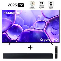 SAMSUNG - TELEVISOR 55" CRYSTAL UHD U8000F SMART TV TIZEN 8.0 UHD 4K (2025) + SOUNDBAR HW-B400F