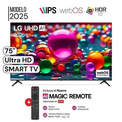 LG - TELEVISOR 75' PULG. UHD 4K SMART TV THINQ AI 75UA8000PSA MODELO 2025 - NEGRO