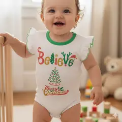 GENERICO - Body algodón Pima Believe Navidad cuello Verde