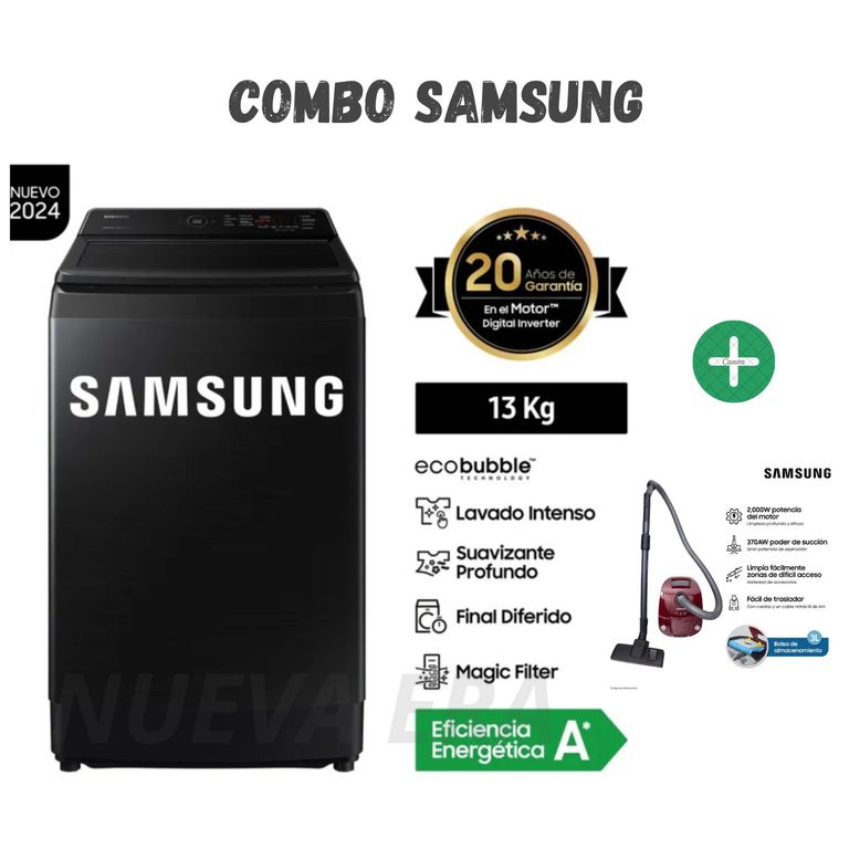 Lavadora 13Kg WA13CG5441BV Carga Superior EcoBubble + aspiradora VCC4190V3KXZS 2000W