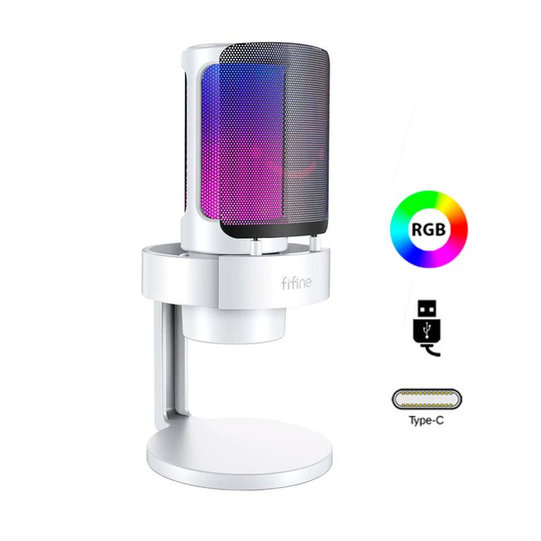 Micrófono A8 White RGB con conexión USB-C